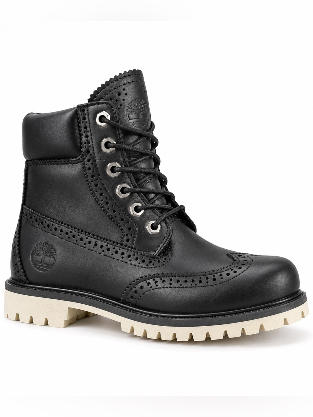 Timberland Premium Brogue Wingtip Leather Boots Black Women’s 6.5